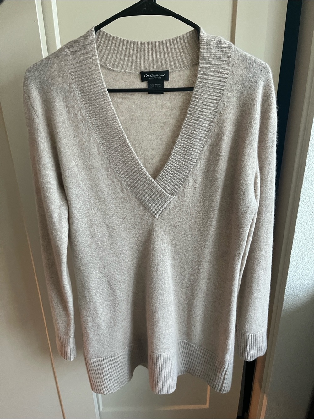 Lord & Taylor Women's V-Neck Sweater in Taupe Beige